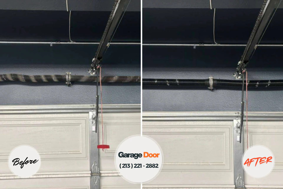 Before and after: garage door repair East Ithaca, NY